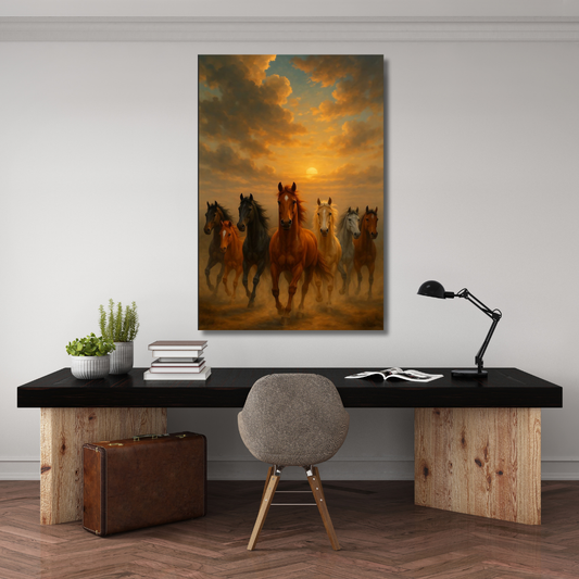 7 Horses Vastu Canvas Painting – For Success & Positive Energy